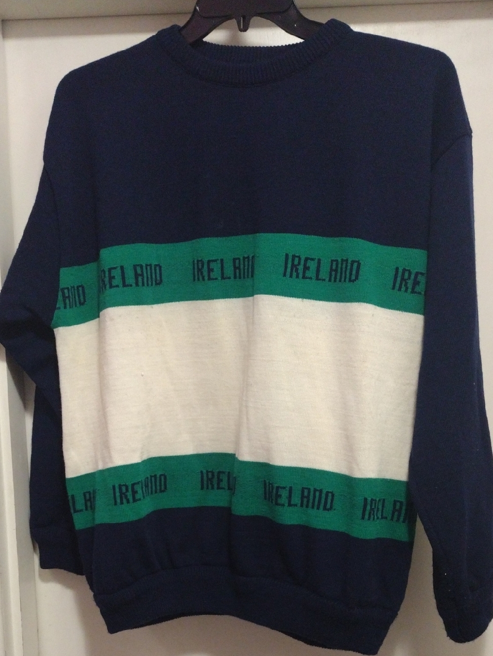 Ireland Stripe Crewneck Sweater - Navy/Green/White Connolly Classics A